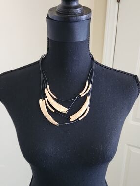 Chico's Gold Multi-Strand Curved Bar Necklace